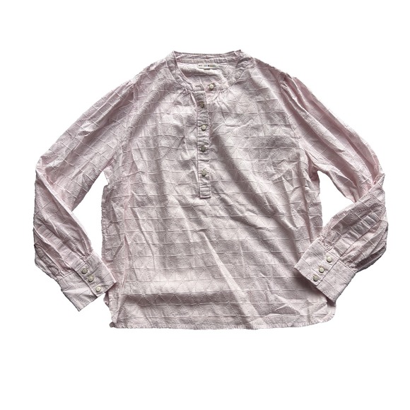 Roller Rabbit Tops - Roller Rabbit Top Sz L Pink Cotton Textured Dobby Henley Blouse Boho Cottagecore